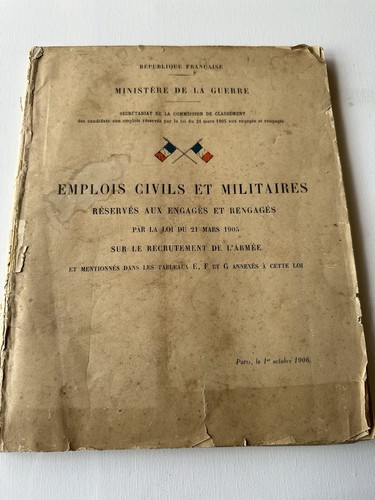 Ministère guerre 1905 - 1905, emplois